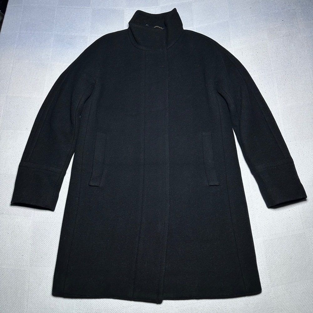 J.Crew Stadium Cloth Wool Cocoon Coat Womens 6 Italian Nello Gori Fabric Black